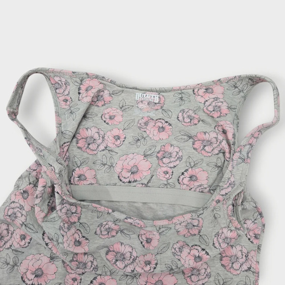 Duluth Trading Tank Top Shirt Womens Small Gray Floral Built In Bra Sleeveless - Picture 3 of 9